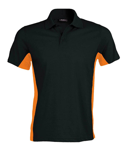 FLAG - SHORT-SLEEVED TWO-TONE POLO SHIRT - Black/Orange - Main