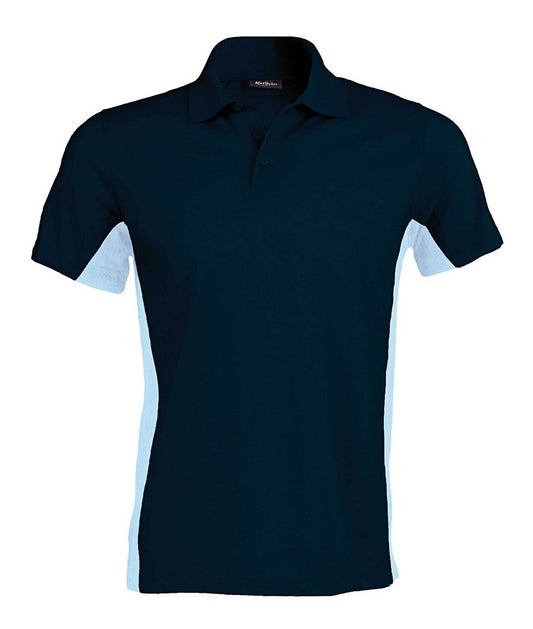 FLAG - SHORT-SLEEVED TWO-TONE POLO SHIRT - Navy/Sky Blue - Main