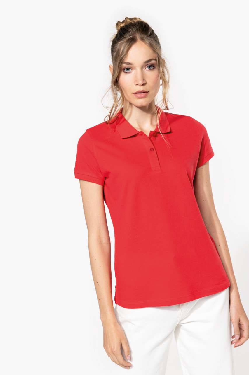 LADIES' SHORT-SLEEVED POLO SHIRT - Chocolate - Model