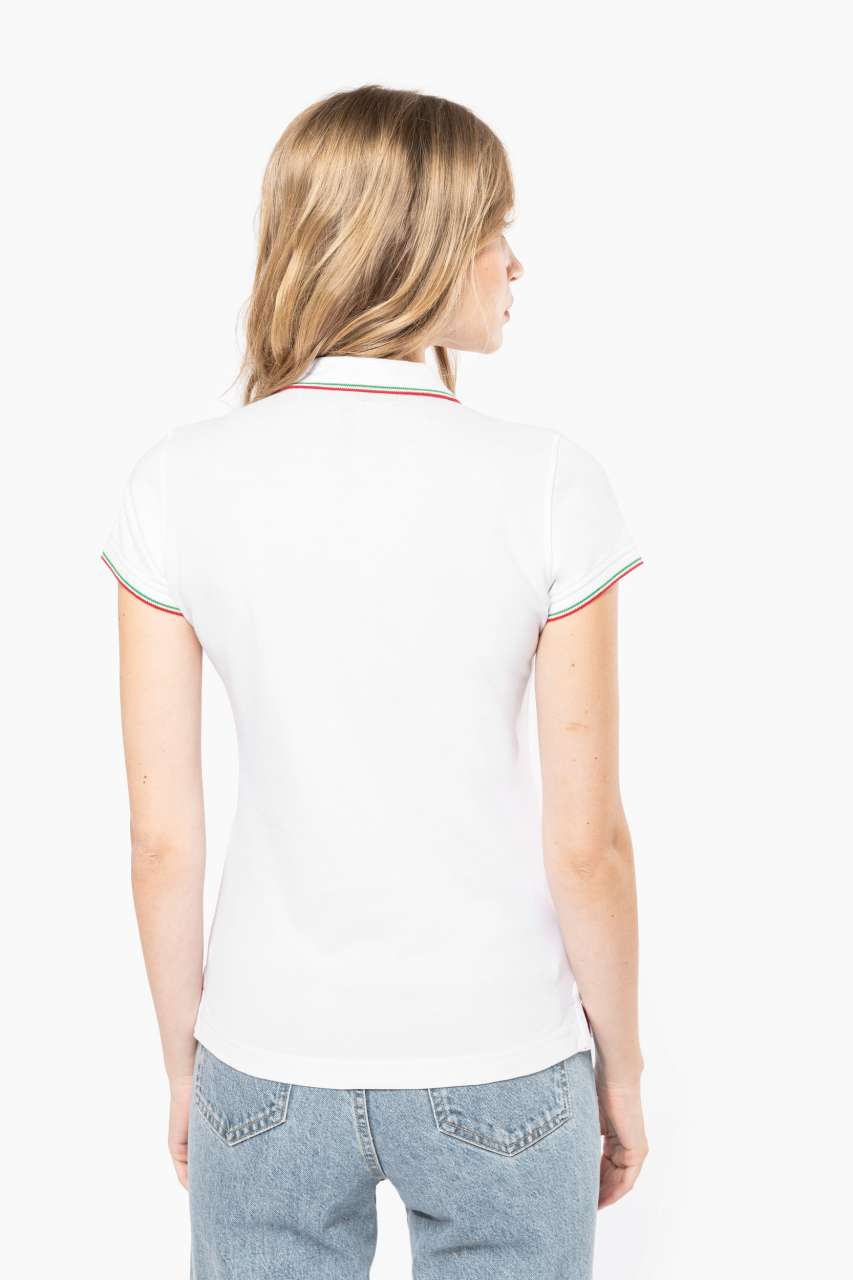 LADIES' SHORT-SLEEVED POLO SHIRT - Black/Light Grey/White - Additional