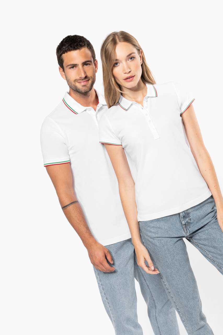 LADIES' SHORT-SLEEVED POLO SHIRT - Black/Light Grey/White - Additional