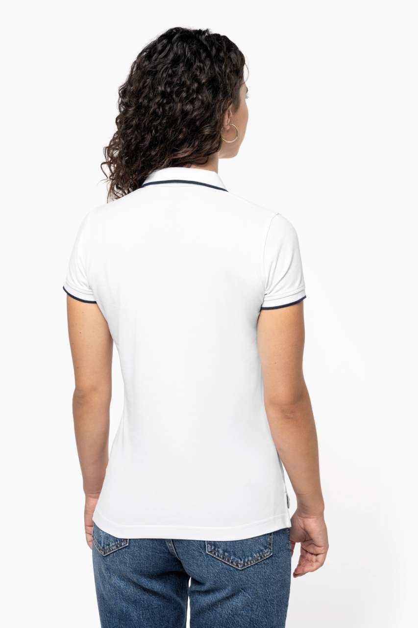 LADIES' SHORT-SLEEVED PIQUÉ KNIT POLO SHIRT - Navy/White/Red - Additional