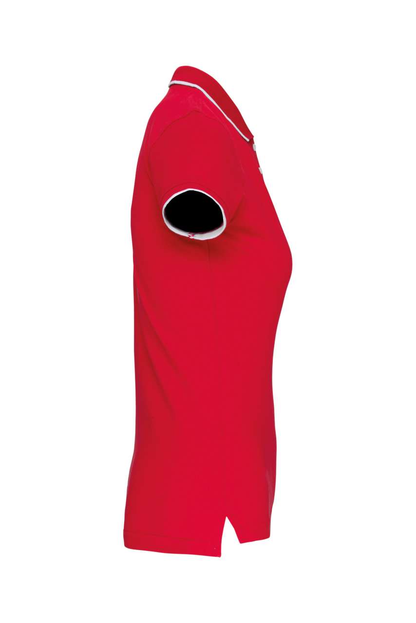 LADIES' SHORT-SLEEVED PIQUÉ KNIT POLO SHIRT - Red/White/Navy - Additional