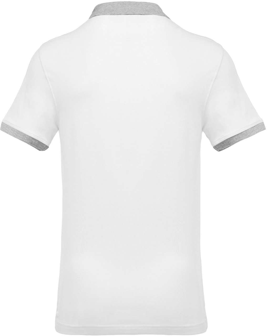 MEN'S TWO-TONE PIQUÉ POLO SHIRT - White/Oxford Grey - Additional
