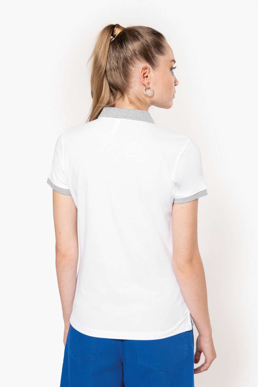 LADIES’ TWO-TONE PIQUÉ POLO SHIRT - Black/Oxford Grey - Additional