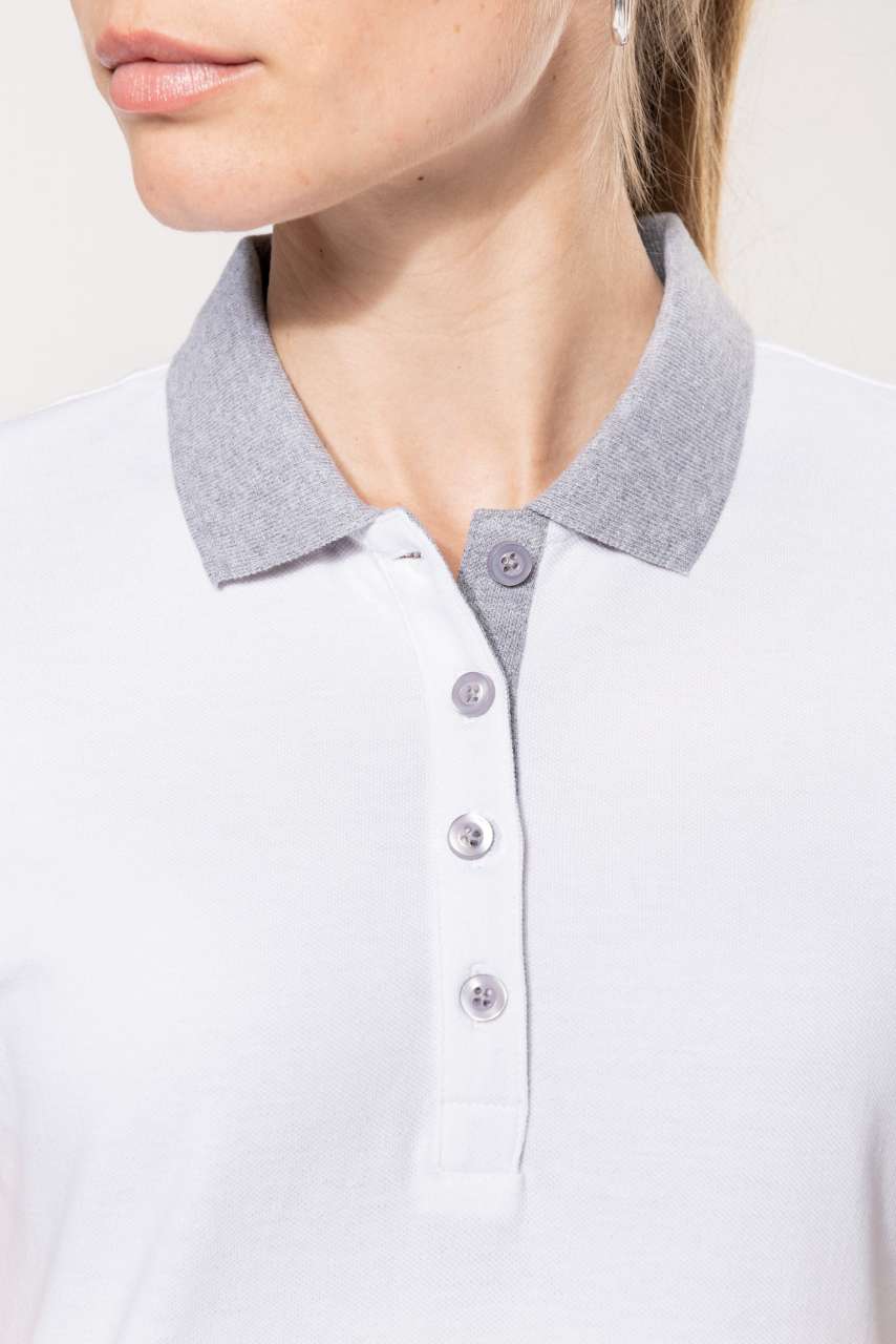LADIES’ TWO-TONE PIQUÉ POLO SHIRT - Black/Oxford Grey - Additional