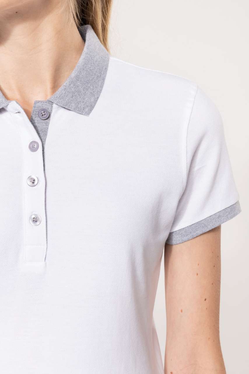 LADIES’ TWO-TONE PIQUÉ POLO SHIRT - Black/Oxford Grey - Additional