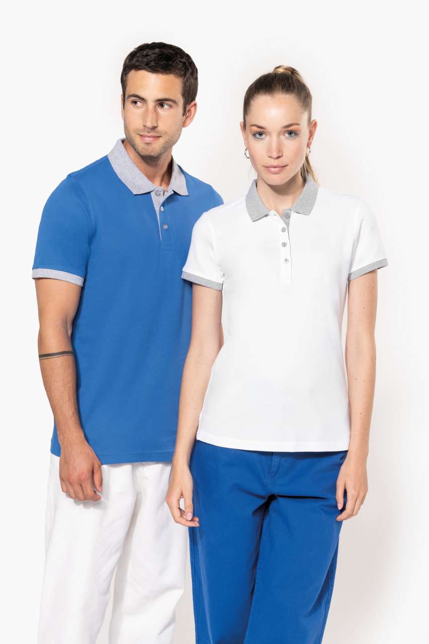 LADIES’ TWO-TONE PIQUÉ POLO SHIRT - Black/Oxford Grey - Additional