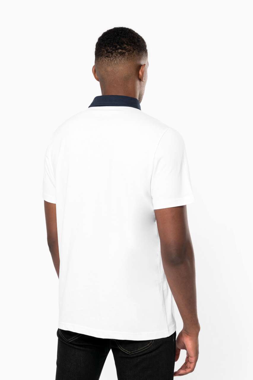 MEN'S TWO-TONE JERSEY POLO SHIRT - Black/Dark Grey Heather - Additional