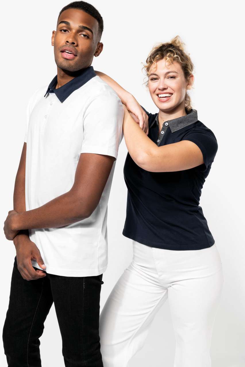 MEN'S TWO-TONE JERSEY POLO SHIRT - Black/Dark Grey Heather - Additional