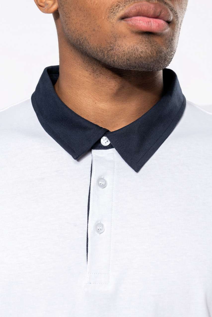 MEN'S TWO-TONE JERSEY POLO SHIRT - Black/Dark Grey Heather - Additional
