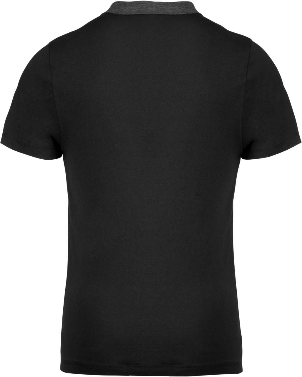 MEN'S TWO-TONE JERSEY POLO SHIRT - Black/Dark Grey Heather - Additional