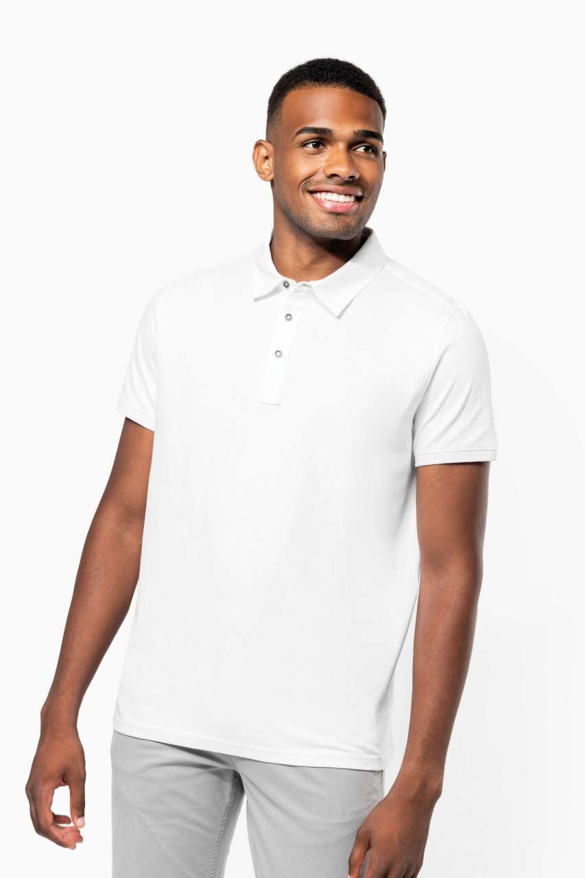 MEN'S SHORT SLEEVED JERSEY POLO SHIRT - Black - modelimageurl