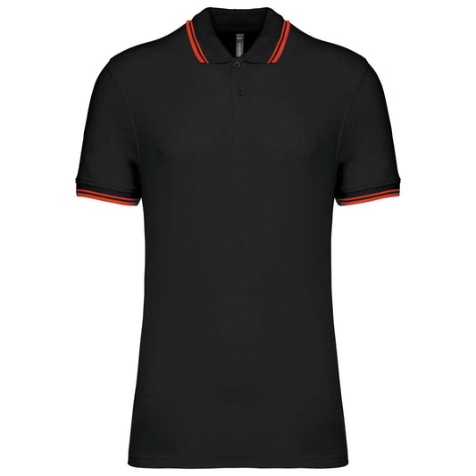 MEN'S 2 STRIPED SHORT SLEEVED POLOSHIRT - Black/White - colorimageurl