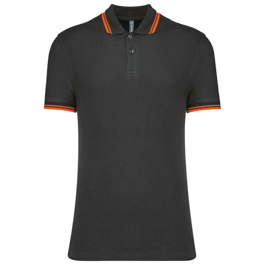 MEN'S 2 STRIPED SHORT SLEEVED POLOSHIRT - Dark Grey/Orange - colorimageurl