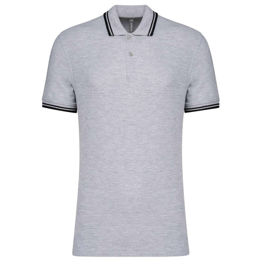 MEN'S 2 STRIPED SHORT SLEEVED POLOSHIRT - Oxford Grey/Black - colorimageurl