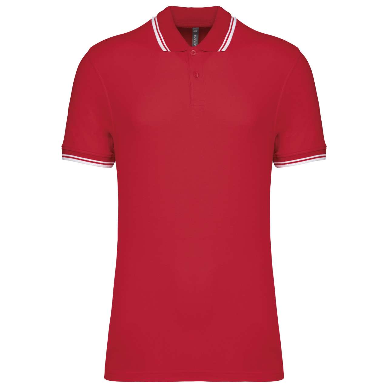 MEN'S 2 STRIPED SHORT SLEEVED POLOSHIRT - Red/White - colorimageurl