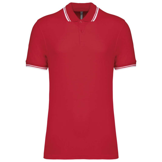MEN'S 2 STRIPED SHORT SLEEVED POLOSHIRT - Red/White - colorimageurl