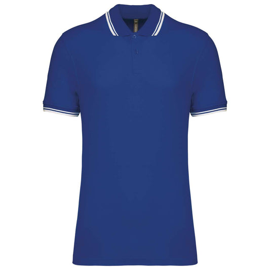 MEN'S 2 STRIPED SHORT SLEEVED POLOSHIRT - Royal Blue/White - colorimageurl
