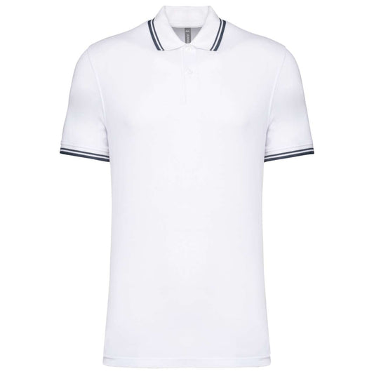 MEN'S 2 STRIPED SHORT SLEEVED POLOSHIRT - White/Navy - colorimageurl