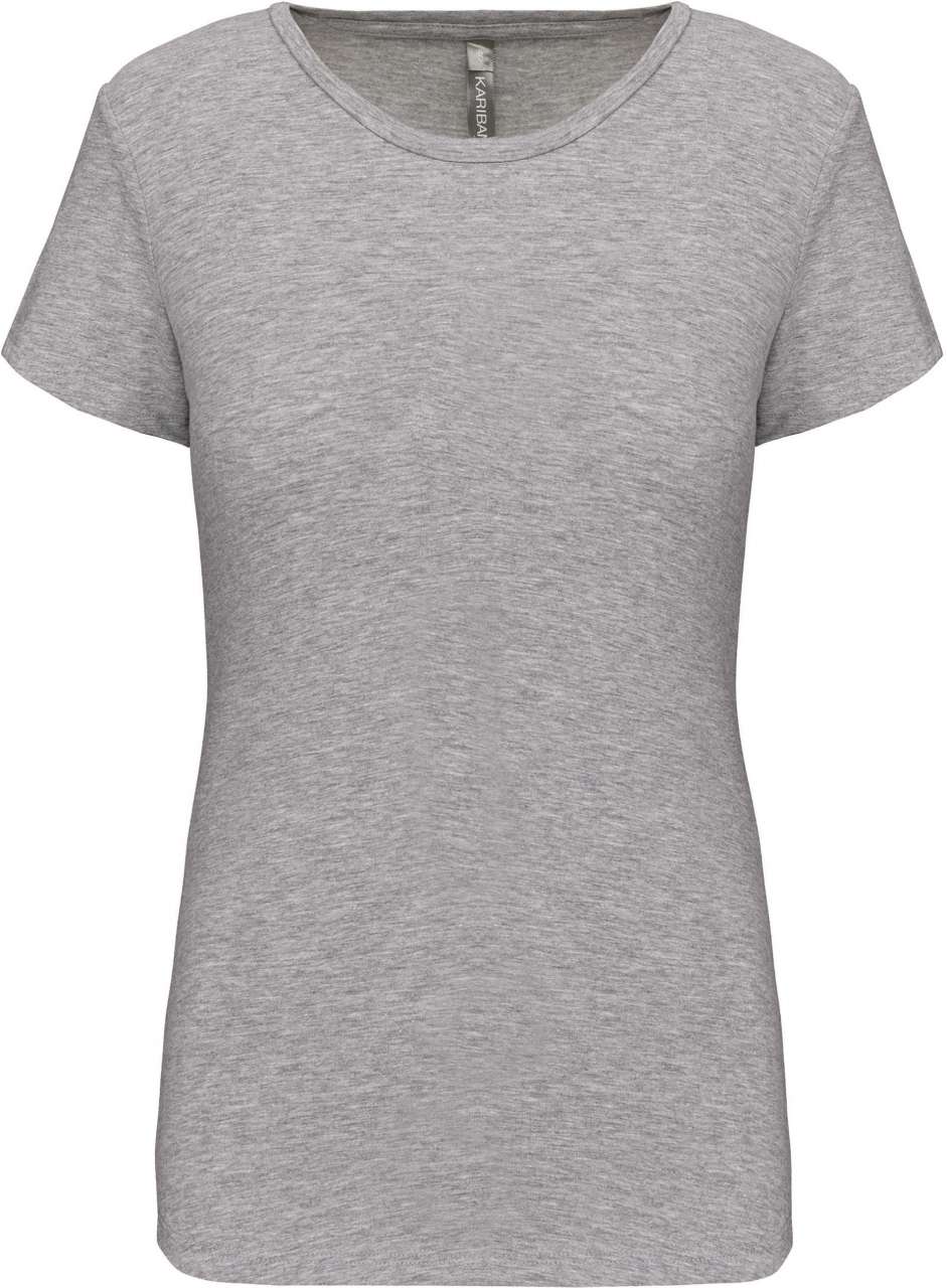 LADIES' SHORT-SLEEVED CREW NECK T-SHIRT - Light Grey Heather - colorimageurl