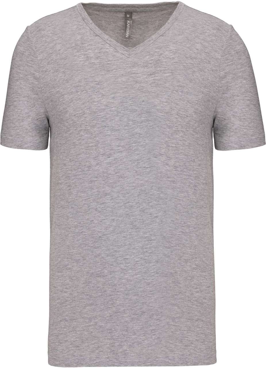 MEN'S SHORT-SLEEVED V-NECK T-SHIRT - Light Grey Heather - colorimageurl