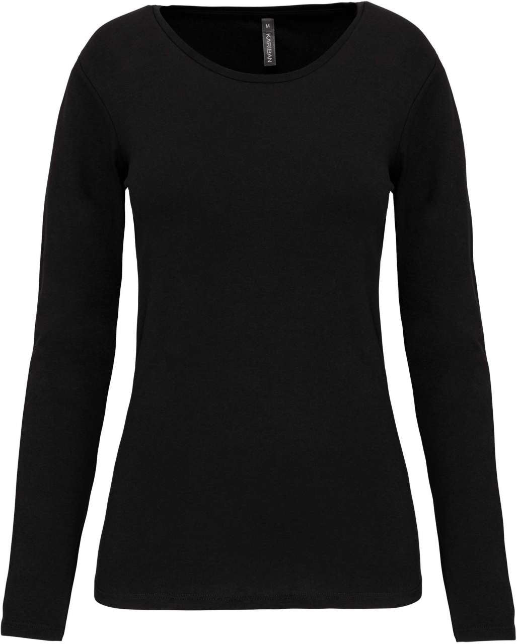 LADIES LONG-SLEEVED CREW NECK T-SHIRT - Black - colorimageurl