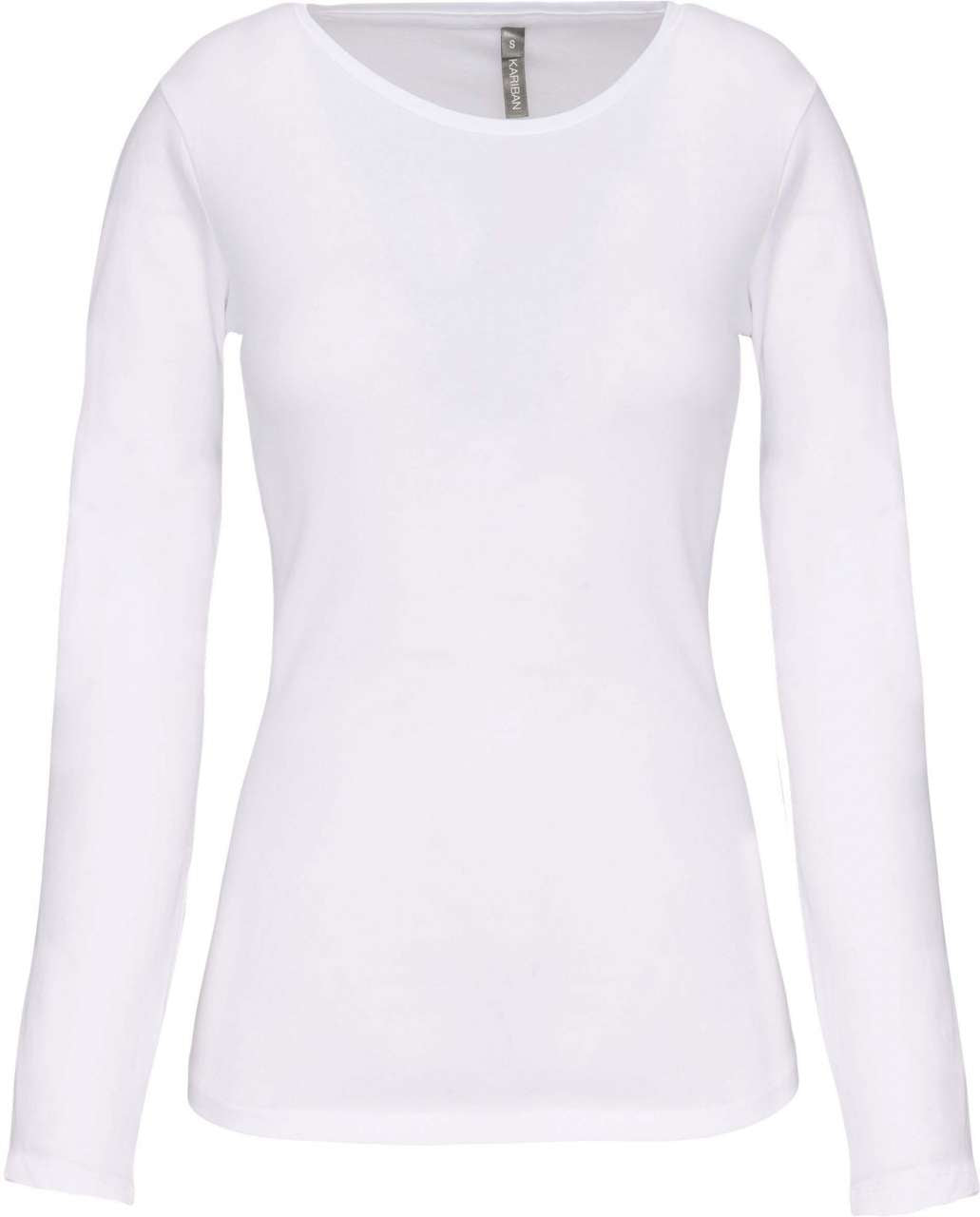 LADIES LONG-SLEEVED CREW NECK T-SHIRT - White - colorimageurl