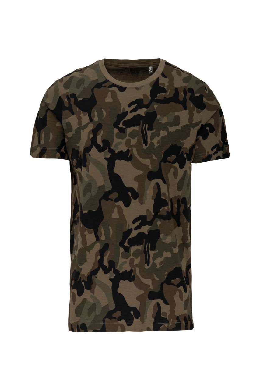 MEN'S SHORT-SLEEVED CAMO T-SHIRT - Olive Camouflage - colorimageurl