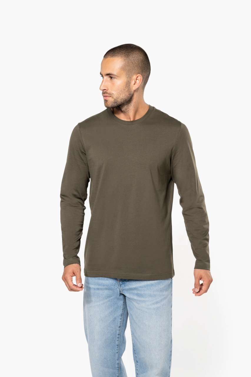 MEN'S LONG-SLEEVED CREW NECK T-SHIRT - Dark Khaki - Additional