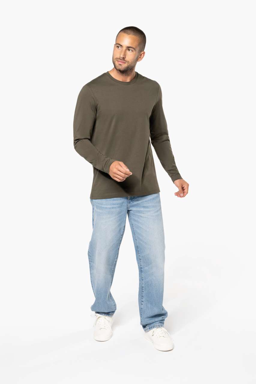 MEN'S LONG-SLEEVED CREW NECK T-SHIRT - Dark Khaki - Additional