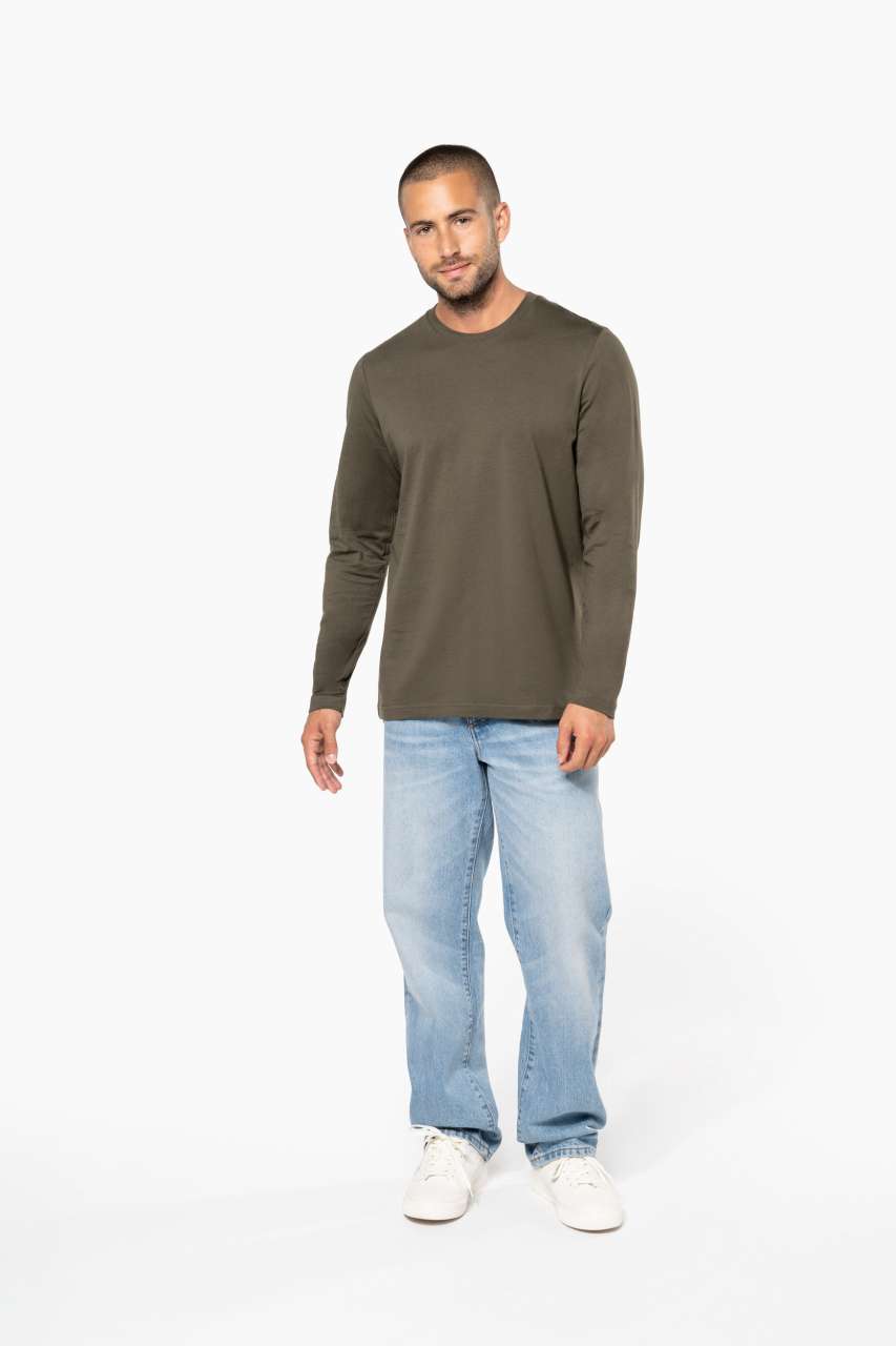 MEN'S LONG-SLEEVED CREW NECK T-SHIRT - Dark Khaki - Additional
