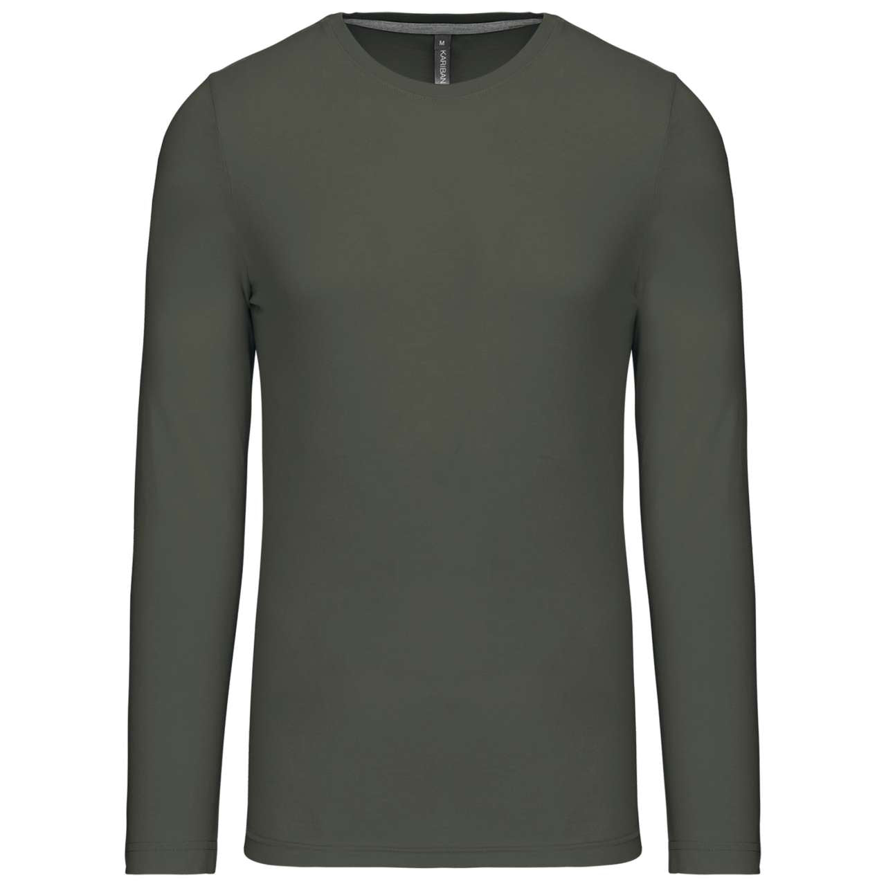 MEN'S LONG-SLEEVED CREW NECK T-SHIRT - Dark Khaki - Main
