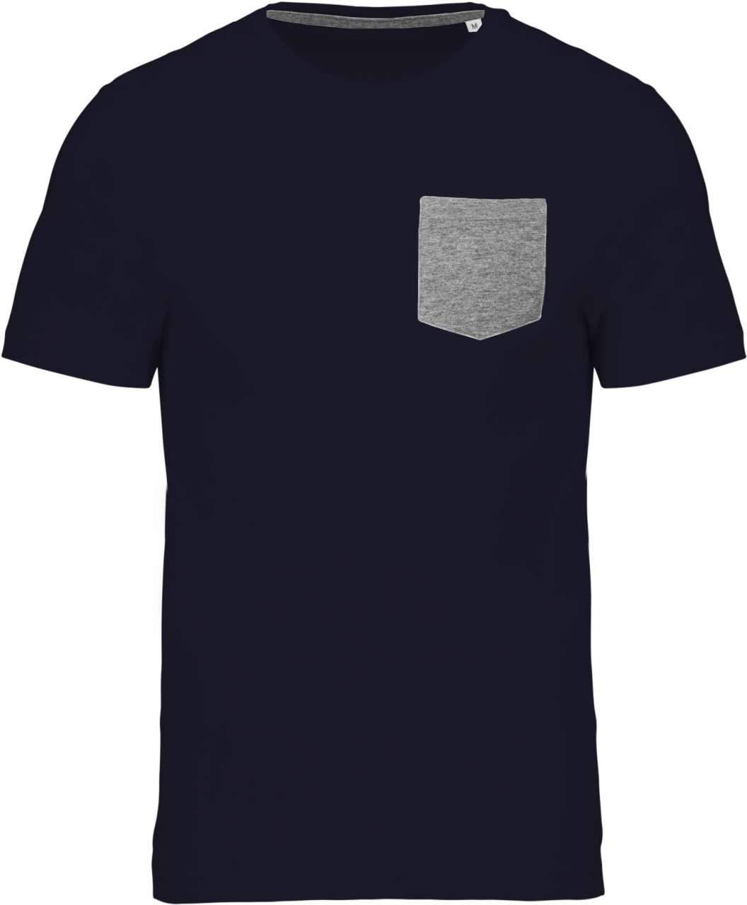 ORGANIC COTTON T-SHIRT WITH POCKET DETAIL - Navy/Grey Heather - colorimageurl