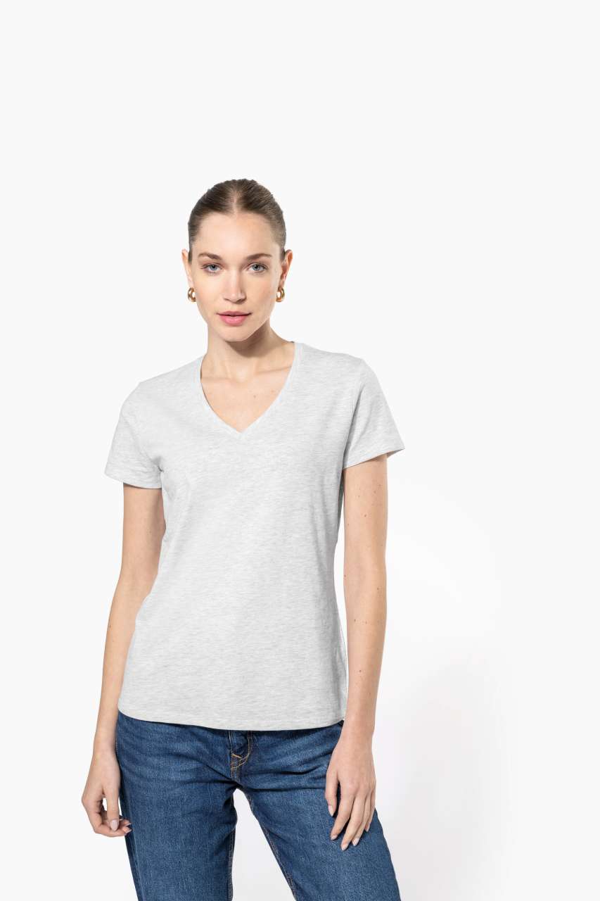 LADIES' SHORT-SLEEVED V-NECK T-SHIRT - Oxford Grey - Additional