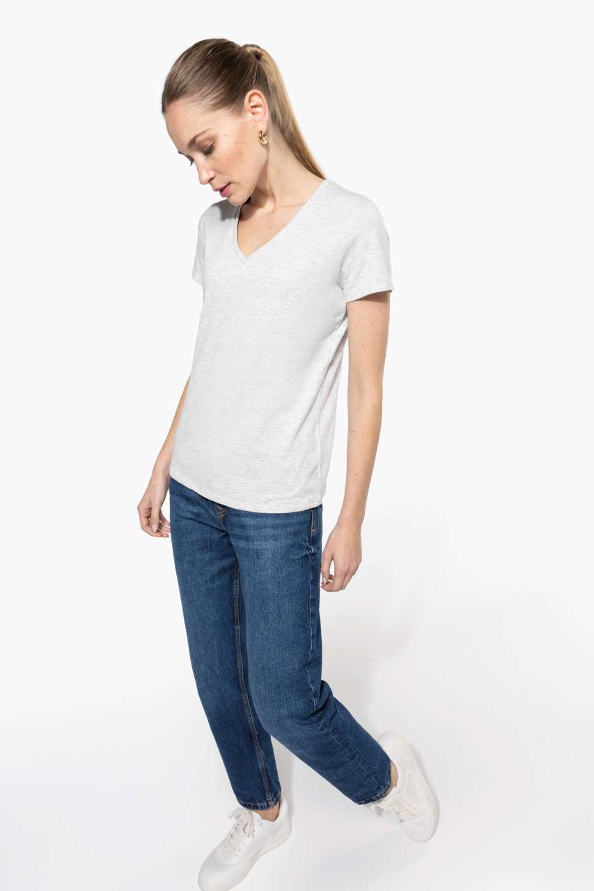 LADIES' SHORT-SLEEVED V-NECK T-SHIRT - Oxford Grey - Additional