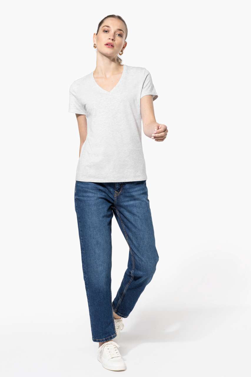 LADIES' SHORT-SLEEVED V-NECK T-SHIRT - Oxford Grey - Additional
