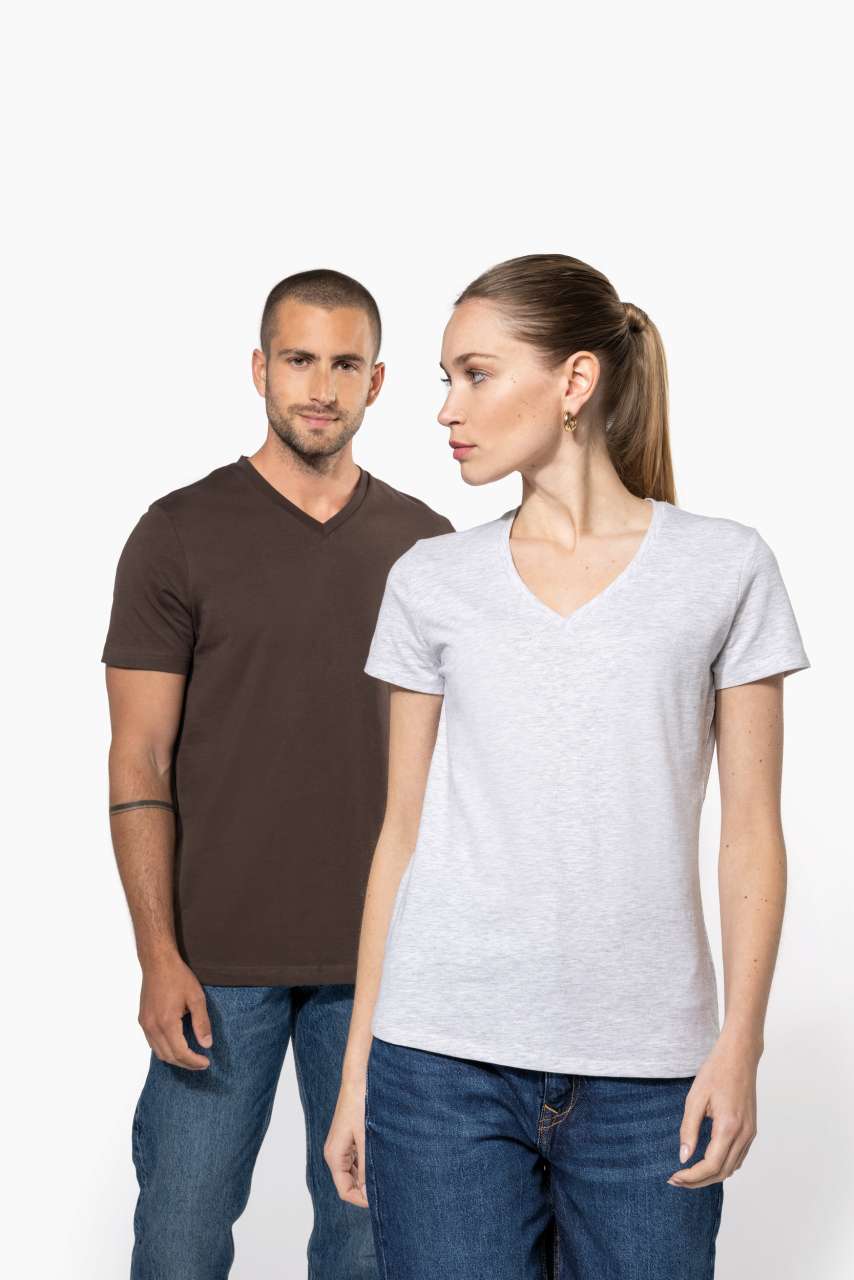 LADIES' SHORT-SLEEVED V-NECK T-SHIRT - Oxford Grey - Additional