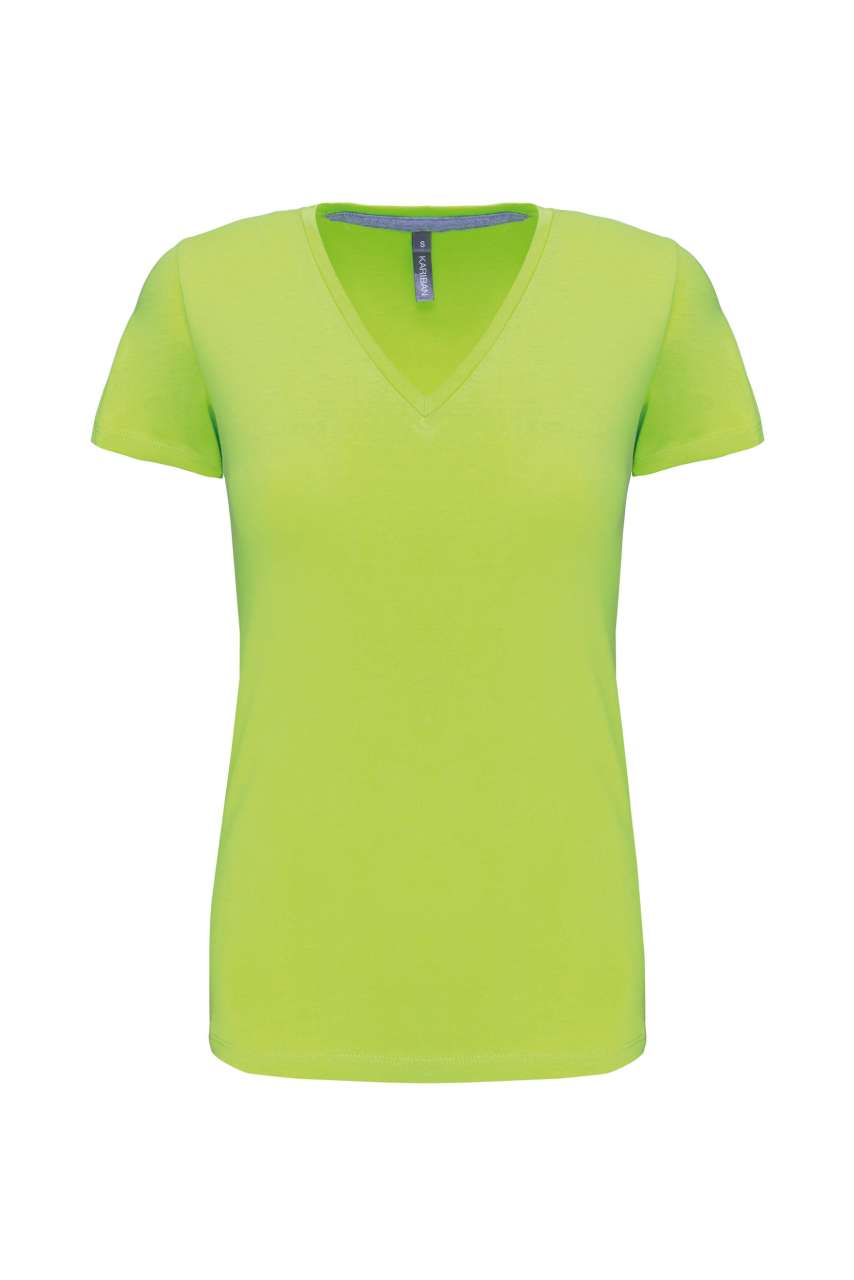 LADIES' SHORT-SLEEVED V-NECK T-SHIRT - Lime - Main