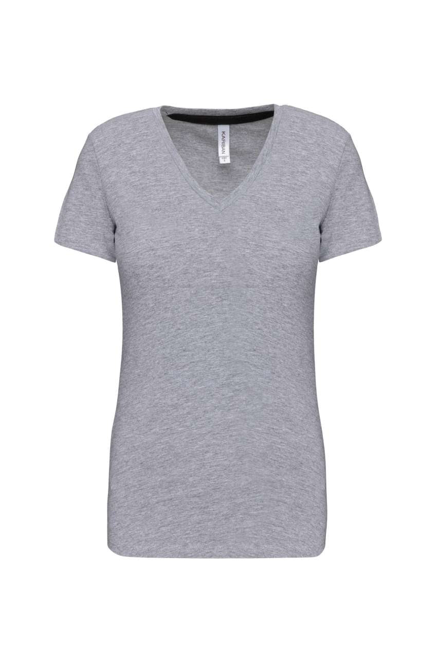LADIES' SHORT-SLEEVED V-NECK T-SHIRT - Oxford Grey - Main