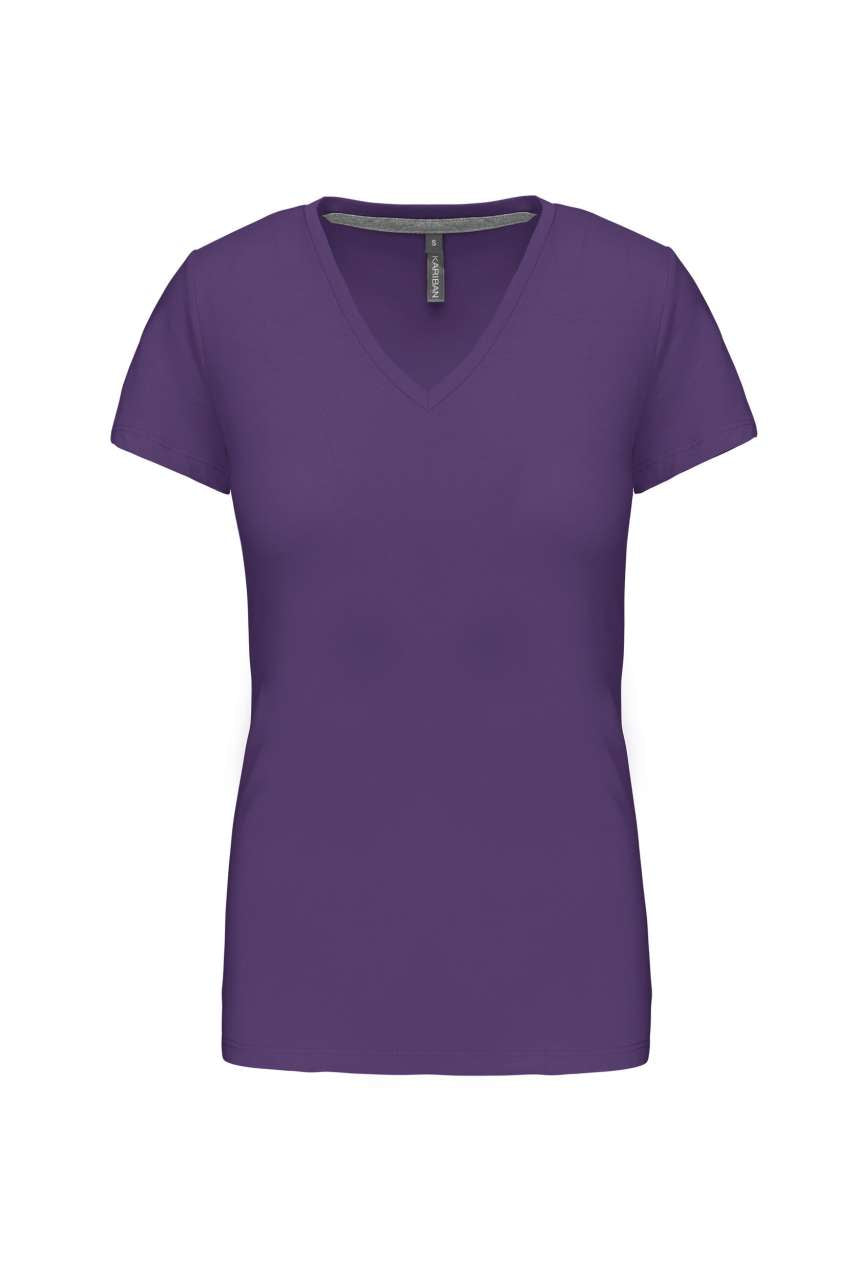 LADIES' SHORT-SLEEVED V-NECK T-SHIRT - Purple - Main