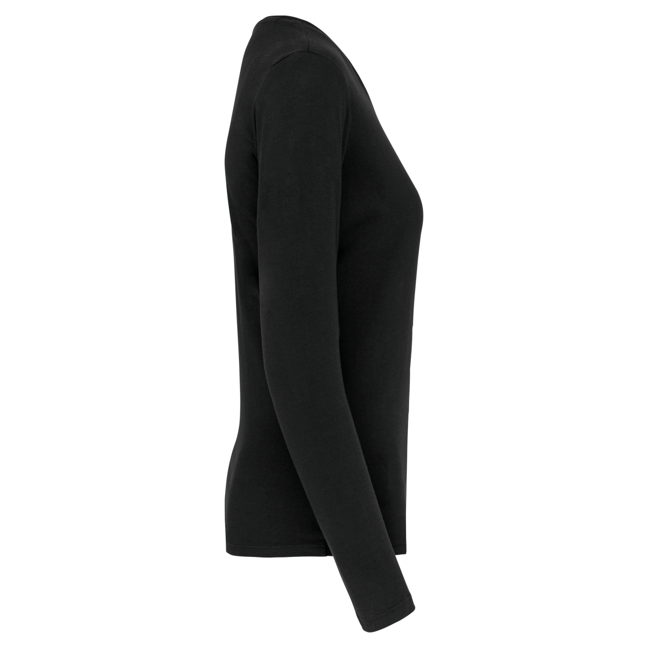 LADIES' LONG-SLEEVED CREW NECK T-SHIRT - Black - Additional