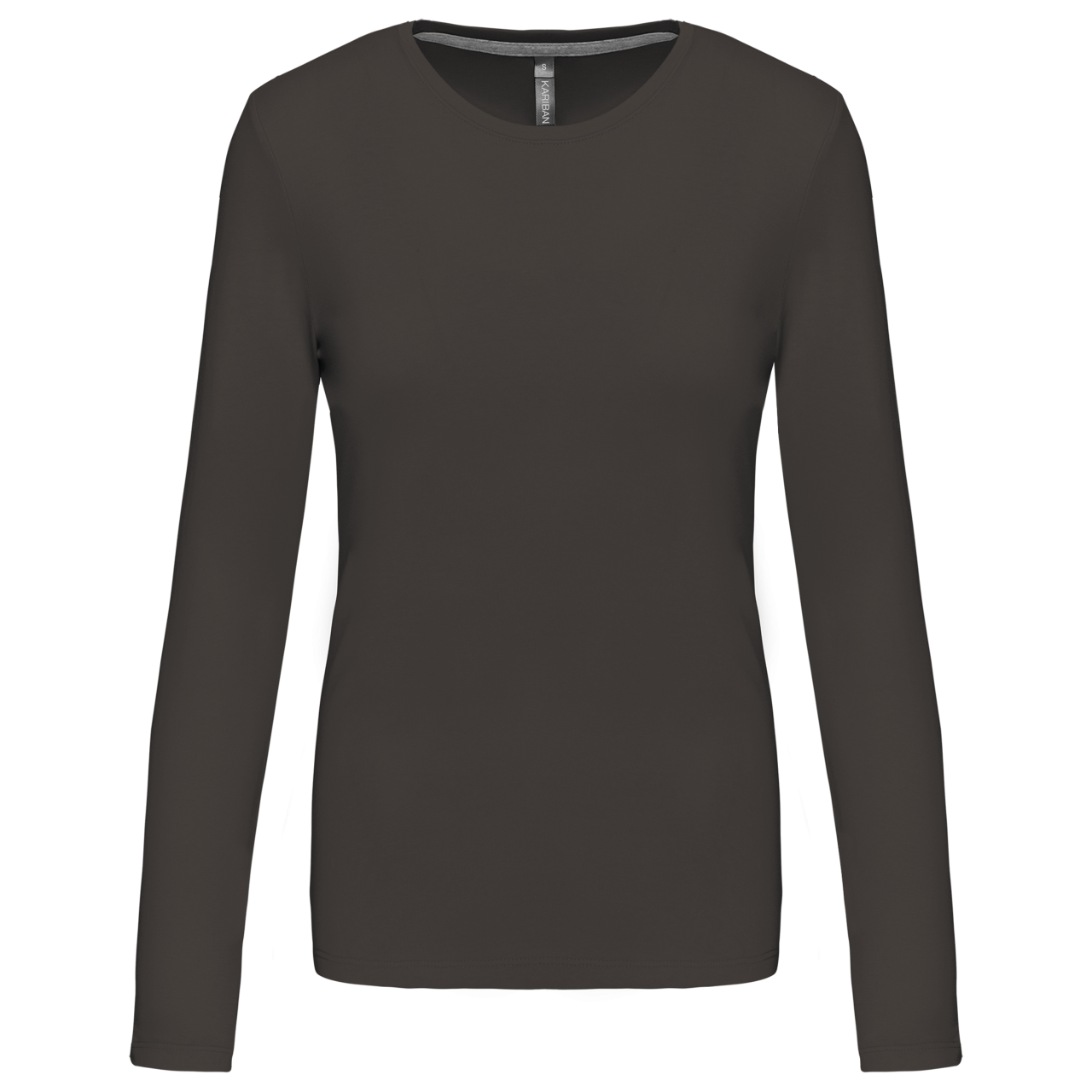 LADIES' LONG-SLEEVED CREW NECK T-SHIRT - Dark Grey - Main