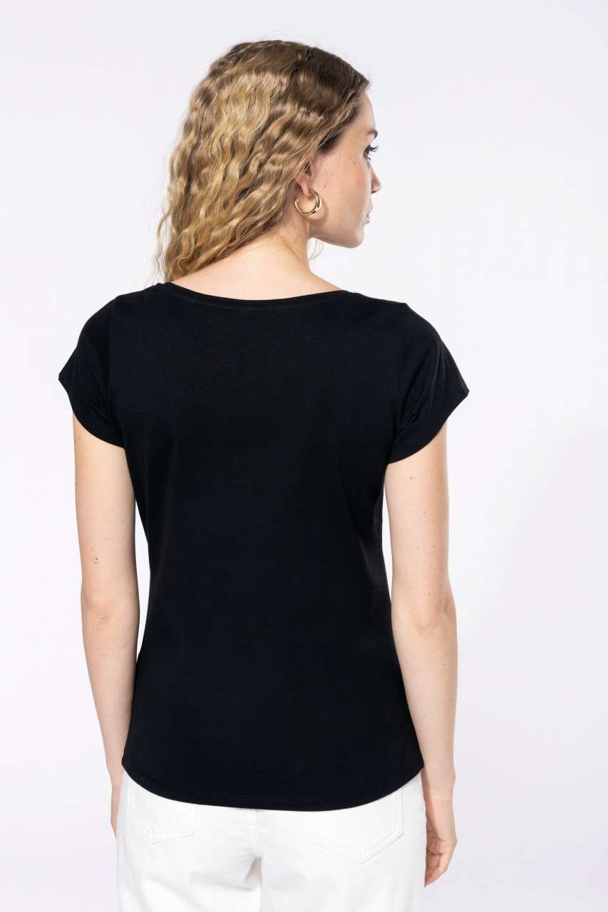 LADIES’ BOAT NECK SHORT-SLEEVED T-SHIRT - Black - Additional
