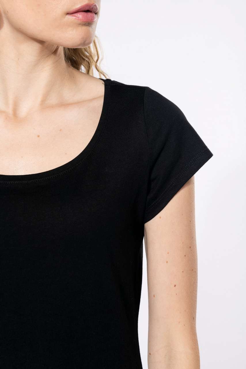 LADIES’ BOAT NECK SHORT-SLEEVED T-SHIRT - Black - Additional
