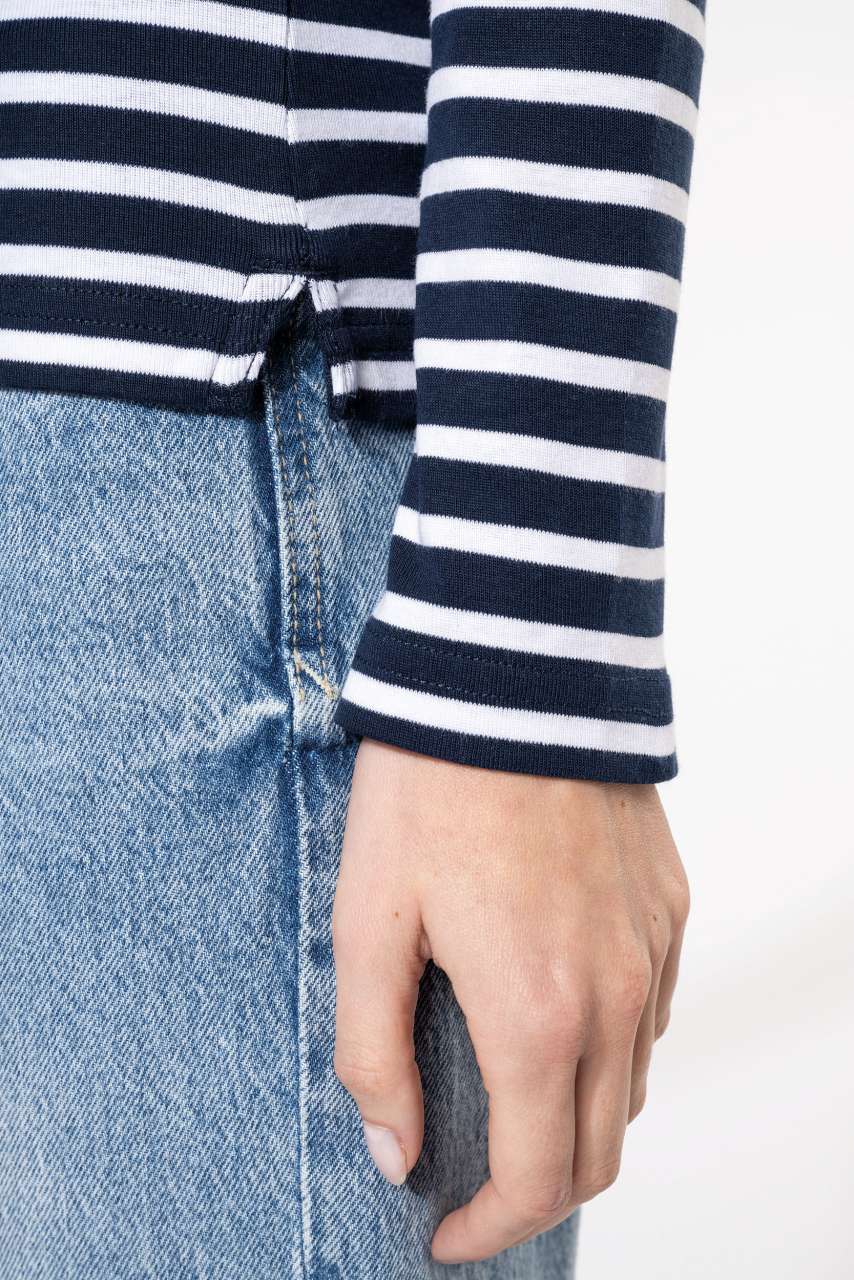 LADIES’ LONG-SLEEVED BRETON STRIPE TOP - Striped White/Navy - Additional