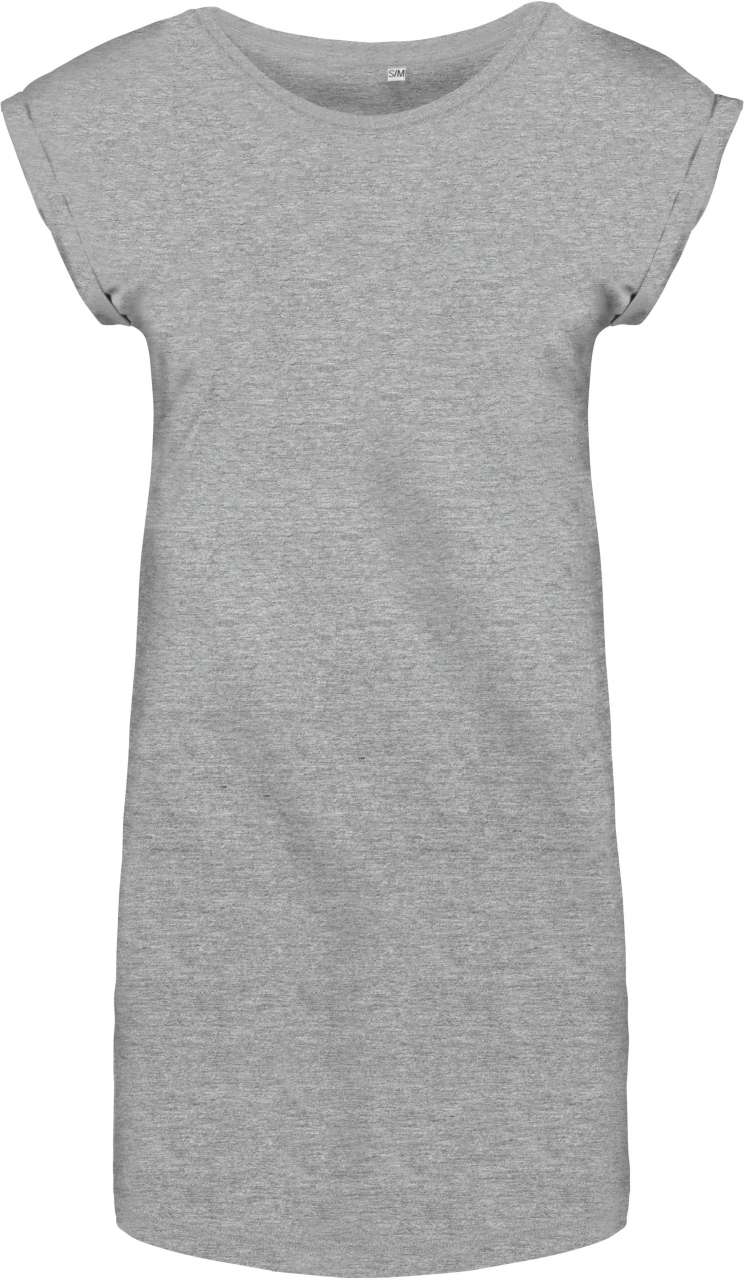 LADIES' LONG T-SHIRT - Light Grey Heather - colorimageurl