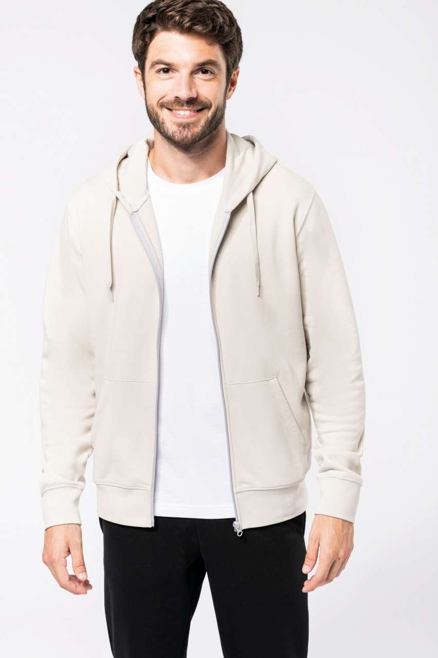 MEN'S ECO-FRIENDLY HOODED SWEATSHIRT WITH ZIP FASTENING - Black - modelimageurl