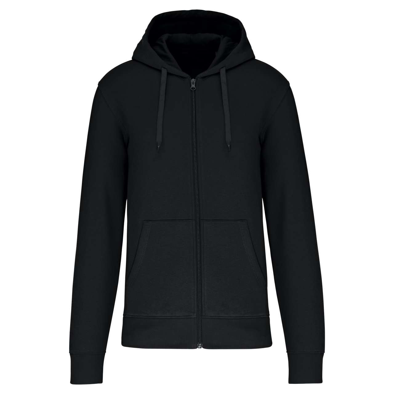 MEN'S ECO-FRIENDLY HOODED SWEATSHIRT WITH ZIP FASTENING - Black - colorimageurl