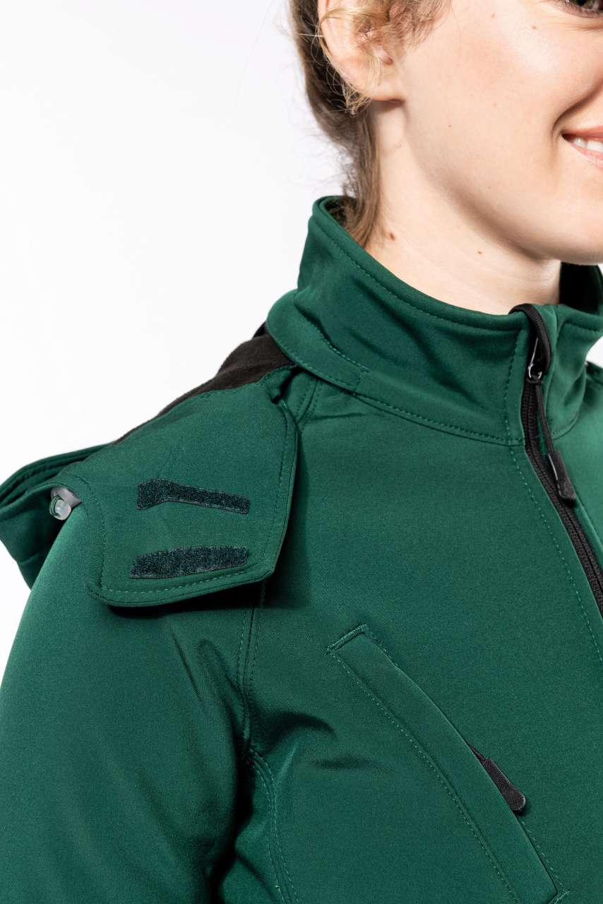 LADIES' DETACHABLE HOODED SOFTSHELL JACKET - Bottle Green - Additional